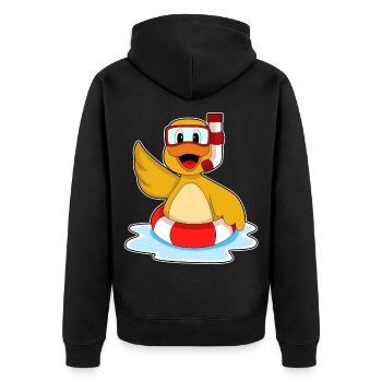 Ente Schwimmen Schwimmring Sommer - Unisex Premium Bio Zip Hoodie - Schwarz - Hinten - Nico (187cm)
