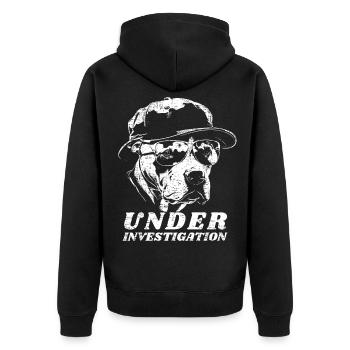 Pitbull - Under Investigation - Unisex Premium Bio Zip Hoodie - Schwarz - Hinten - Nico (187cm)