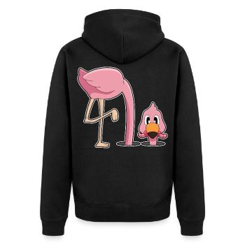 Flamant rose drôle - Veste à capuche bio Premium Unisexe - noir - Dos - Nico (187cm)