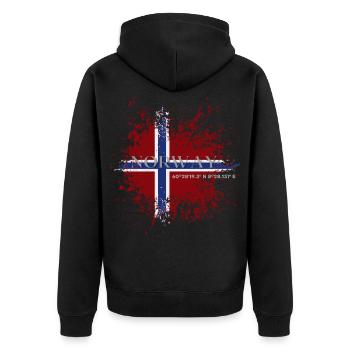 Drapeau de la Norvège grunge - Veste à capuche bio Premium Unisexe - noir - Dos - Nico (187cm)