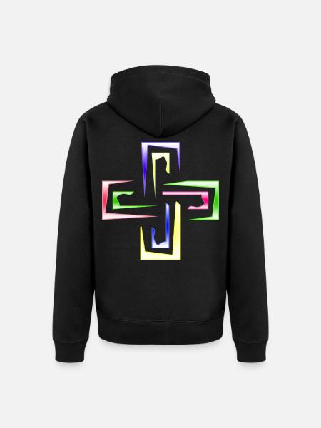 Neon Prism Frames Abstract Logo - Unisex Premium Organic Zip Hoodie - black