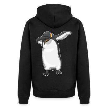 Pinguin Hip Hop Tanz - Unisex Premium Bio Zip Hoodie - Schwarz - Hinten - Nico (187cm)