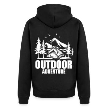 Camping Dad Adventure – Outdoor Vater - Unisex Premium Organic Zip Hoodie - black - Back - Nico (187cm)