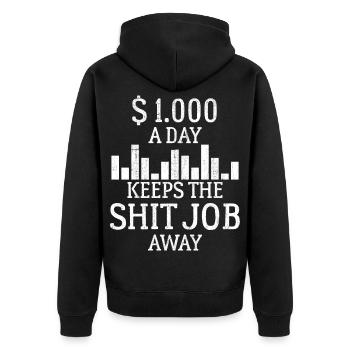 Is it Monday Yet Investor Trading Stock Market - Unisex Premium Bio Zip Hoodie - Schwarz - Hinten - Nico (187cm)