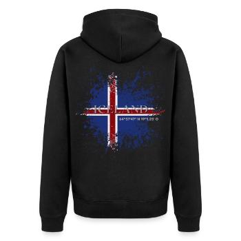 Drapeau de l’Islande grunge, fierté islandaise - Veste à capuche bio Premium Unisexe - noir - Dos - Nico (187cm)
