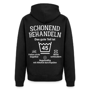45. Geburtstag Schonend Behandeln 45 Teil Ist 45 - Unisex Premium Bio Zip Hoodie - Schwarz - Hinten - Nico (187cm)