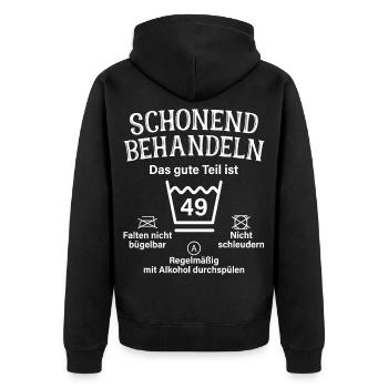 49. Geburtstag Schonend Behandeln 49 Teil Ist 49 - Unisex Premium Bio Zip Hoodie - Schwarz - Hinten - Nico (187cm)