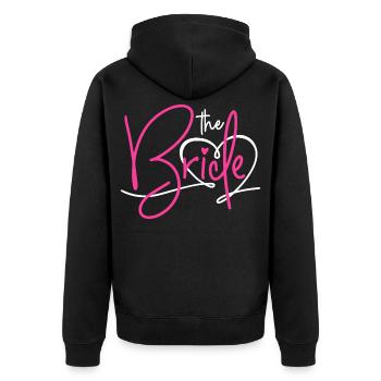 The bride - Unisex Premium Bio Zip Hoodie - Schwarz - Hinten - Nico (187cm)