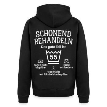 55. Geburtstag Schonend Behandeln 55 Teil Ist 55 - Unisex Premium Bio Zip Hoodie - Schwarz - Hinten - Nico (187cm)