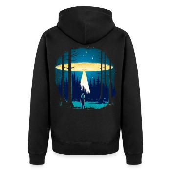 Flying saucer - Unisex Premium Organic Zip Hoodie - black - Back - Nico (187cm)
