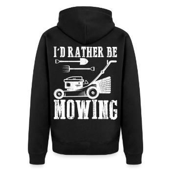 I d Rather Be Mowing Funny Mower Gift lawn mowing - Unisex Premium Organic Zip Hoodie - black - Back - Nico (187cm)