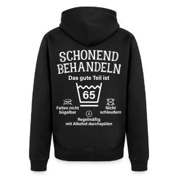 65. Geburtstag Schonend Behandeln 65 Teil Ist 65 - Unisex Premium Bio Zip Hoodie - Schwarz - Hinten - Nico (187cm)