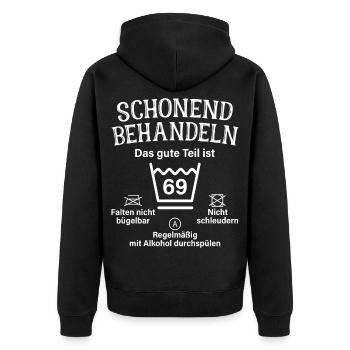 69. Geburtstag Schonend Behandeln 69 Teil Ist 69 - Unisex Premium Bio Zip Hoodie - Schwarz - Hinten - Nico (187cm)