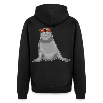 Seal Sunglasses - Unisex Premium Organic Zip Hoodie - black - Back - Nico (187cm)