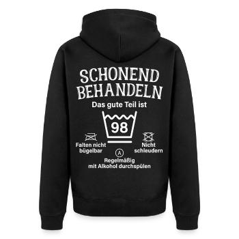 98. Geburtstag Schonend Behandeln 98 Teil Ist 98 - Unisex Premium Bio Zip Hoodie - Schwarz - Hinten - Nico (187cm)