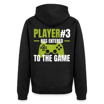 Player 3 enters the game - Unisex Premium Organic Zip Hoodie - black - Back - Nico (187cm)