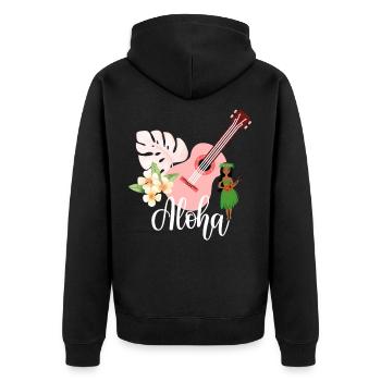 Aloha - Unisex Premium Organic Zip Hoodie - black - Back - Nico (187cm)