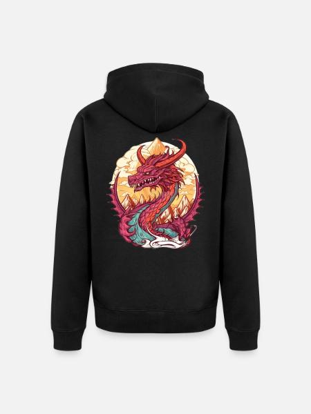 Volcanic Dragon Sunrise - Unisex Premium Organic Zip Hoodie - black