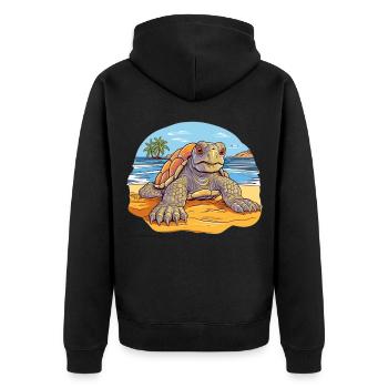 Tortue sur la plage Illustration - Veste à capuche bio Premium Unisexe - noir - Dos - Nico (187cm)