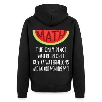 Mathematics and Watermelons - Unisex Premium Organic Zip Hoodie - black - Back - Nico (187cm)