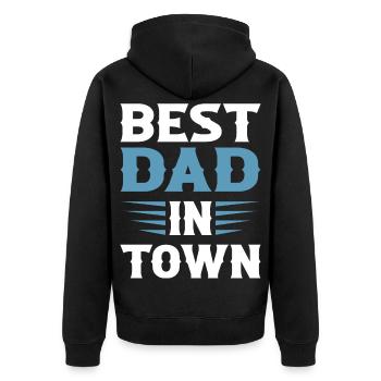 Best Dad in Town - Unisex Premium Organic Zip Hoodie - black - Back - Nico (187cm)