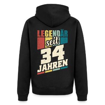 34. Geburtstag Legendär Seit 34 Jahren Legende 34 - Unisex Premium Bio Zip Hoodie - Schwarz - Hinten - Nico (187cm)