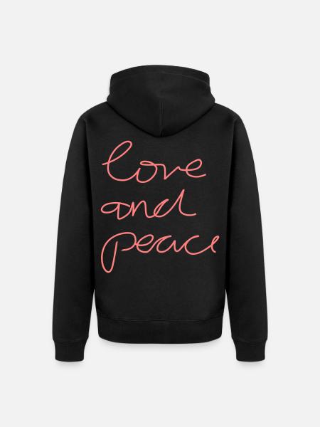 Love and Peace - Unisex Premium Bio Zip Hoodie - Schwarz