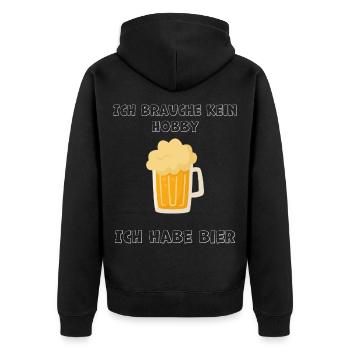 Craftbier Stilvolles Design für Bierliebhaber - Unisex Premium Bio Zip Hoodie - Schwarz - Hinten - Nico (187cm)