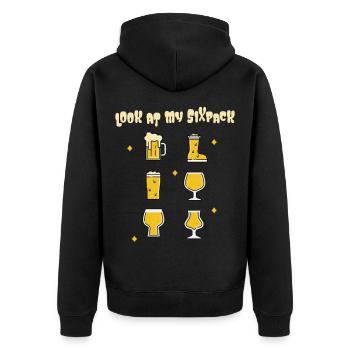 Craftbier Stilvolles Design für Bierliebhaber - Unisex Premium Bio Zip Hoodie - Schwarz - Hinten - Nico (187cm)