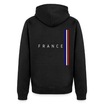 Flag of France - Unisex Premium Organic Zip Hoodie - black - Back - Nico (187cm)