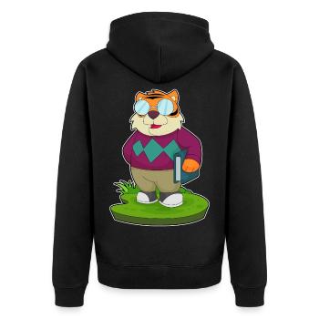 Tiger Rentner Buch - Unisex Premium Bio Zip Hoodie - Schwarz - Hinten - Nico (187cm)