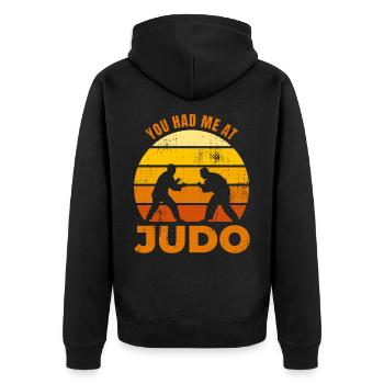 Judoka Saying - Unisex Premium Organic Zip Hoodie - black - Back - Nico (187cm)