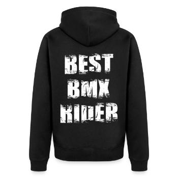 Slogan du cycliste BMX - Veste à capuche bio Premium Unisexe - noir - Dos - Nico (187cm)