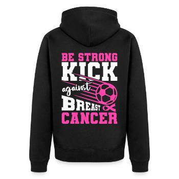 Brustkrebs Fußball - Unisex Premium Bio Zip Hoodie - Schwarz - Hinten - Nico (187cm)