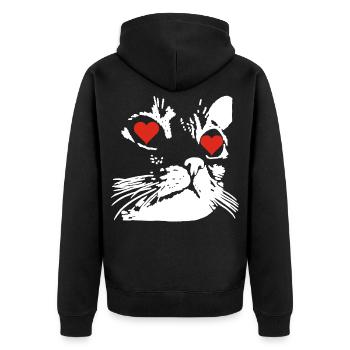 Un amour de chat blanc - Veste à capuche bio Premium Unisexe - noir - Dos - Nico (187cm)