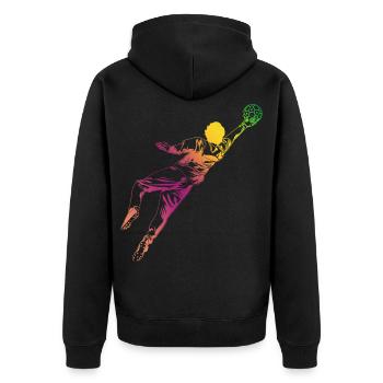 Croquis du gardien de but - Veste à capuche bio Premium Unisexe - noir - Dos - Nico (187cm)
