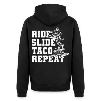 Snowboard Taco - Unisex Premium Bio Zip Hoodie - Schwarz - Hinten - Nico (187cm)