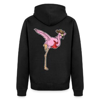 Flamingo Cowboy Cowboyhut - Unisex Premium Bio Zip Hoodie - Schwarz - Hinten - Nico (187cm)