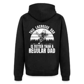 Lustiger Lacrosse Vater - Unisex Premium Bio Zip Hoodie - Schwarz - Hinten - Nico (187cm)