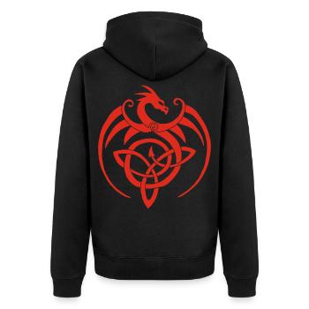 Red dragon and Celtic symbol - Unisex Premium Organic Zip Hoodie - black - Back - Nico (187cm)