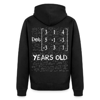 76. Geburtstag 76 Jahre Matrixdeterminante - Unisex Premium Bio Zip Hoodie - Schwarz - Hinten - Nico (187cm)