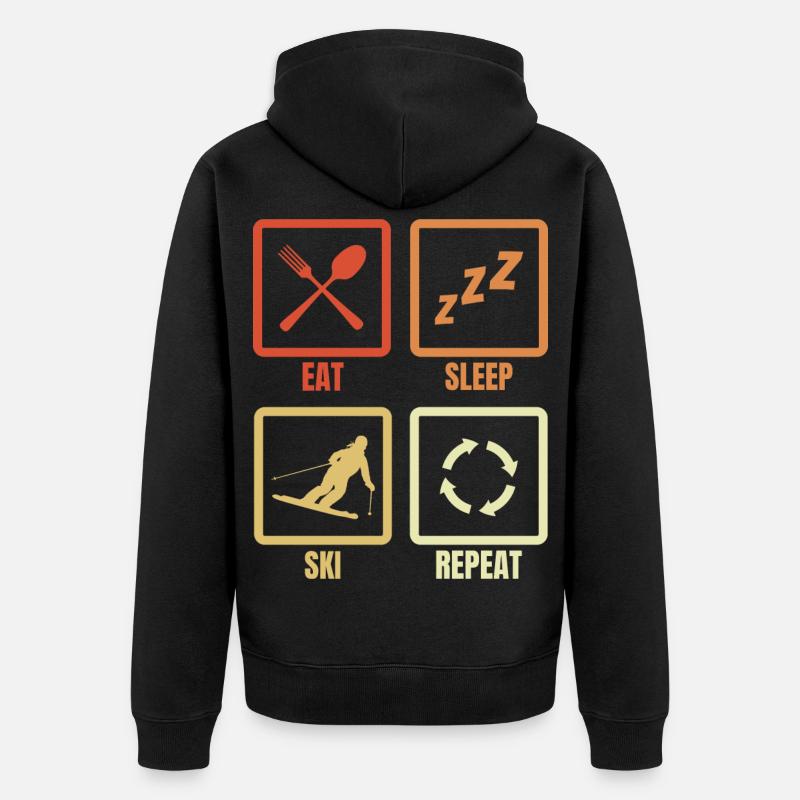 Manger, dormir, skier, répéter - Veste à capuche bio Premium Unisexe - noir
