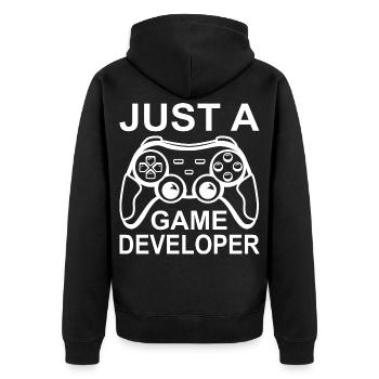 Funny game developer - Unisex Premium Organic Zip Hoodie - black - Back - Nico (187cm)