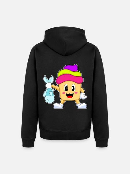 Pêche au poisson Cupcake Angler - Veste à capuche bio Premium Unisexe - noir