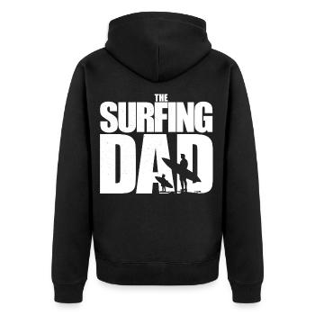 Surfeur, Surfeur Papa, Surfeur Enfant, Wellenreiten - Veste à capuche bio Premium Unisexe - noir - Dos - Nico (187cm)