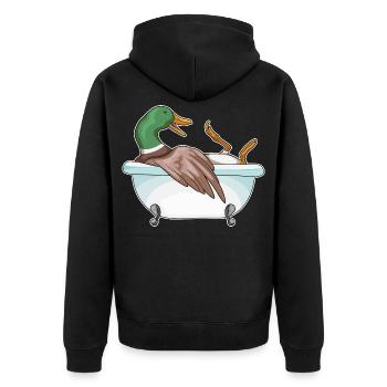 Ente Baden Badewanne - Unisex Premium Bio Zip Hoodie - Schwarz - Hinten - Nico (187cm)