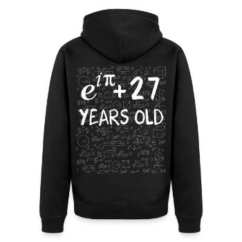 26th birthday 26 years old Euler Identity math - Unisex Premium Organic Zip Hoodie - black - Back - Nico (187cm)
