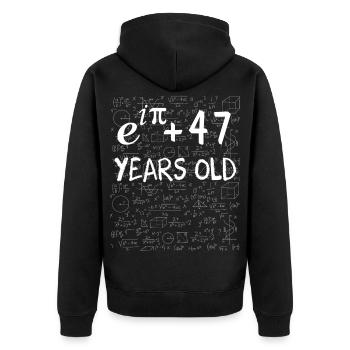 46th Birthday 46 Years Euler Identity Math Gift - Unisex Premium Organic Zip Hoodie - black - Back - Nico (187cm)