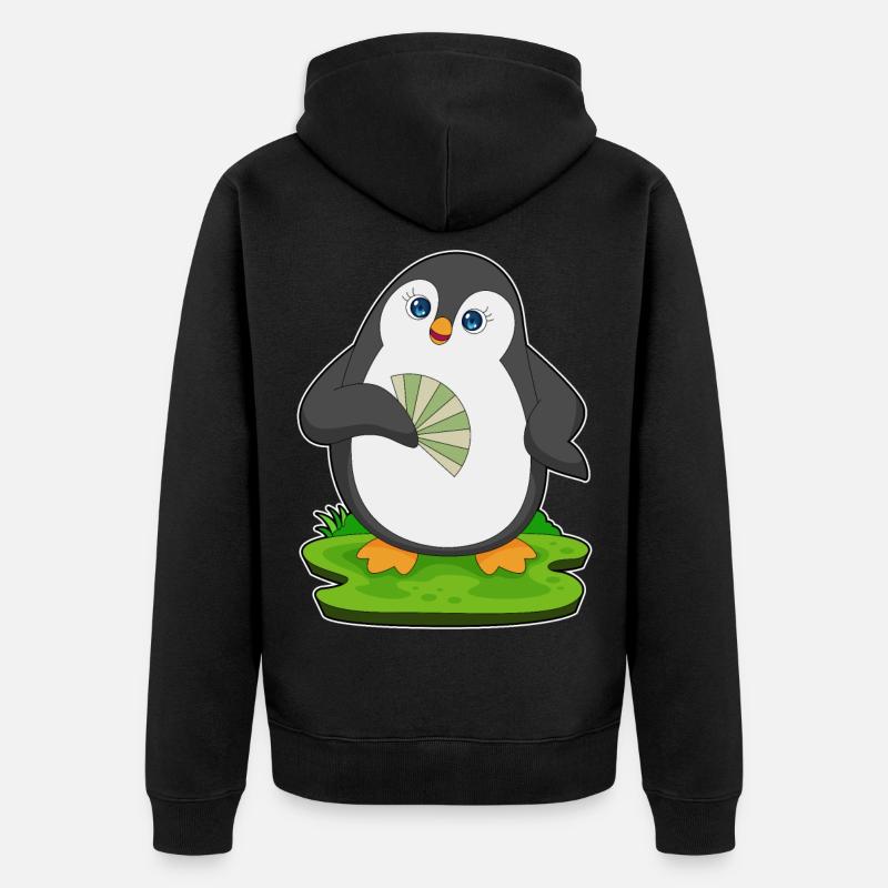 Pingouin Éventail à main - Veste à capuche bio Premium Unisexe - noir