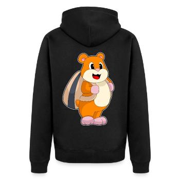 Hamster Student Backpack School - Unisex Premium Organic Zip Hoodie - black - Back - Nico (187cm)